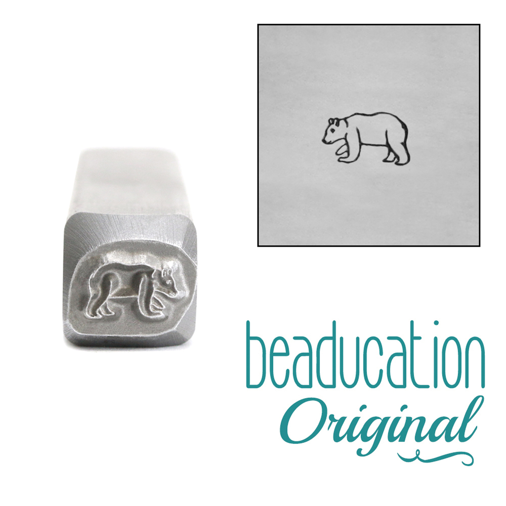 Metal Stamping Tools Baby Bear Walking Left Metal Design Stamp, 6.5mm - Beaducation Original